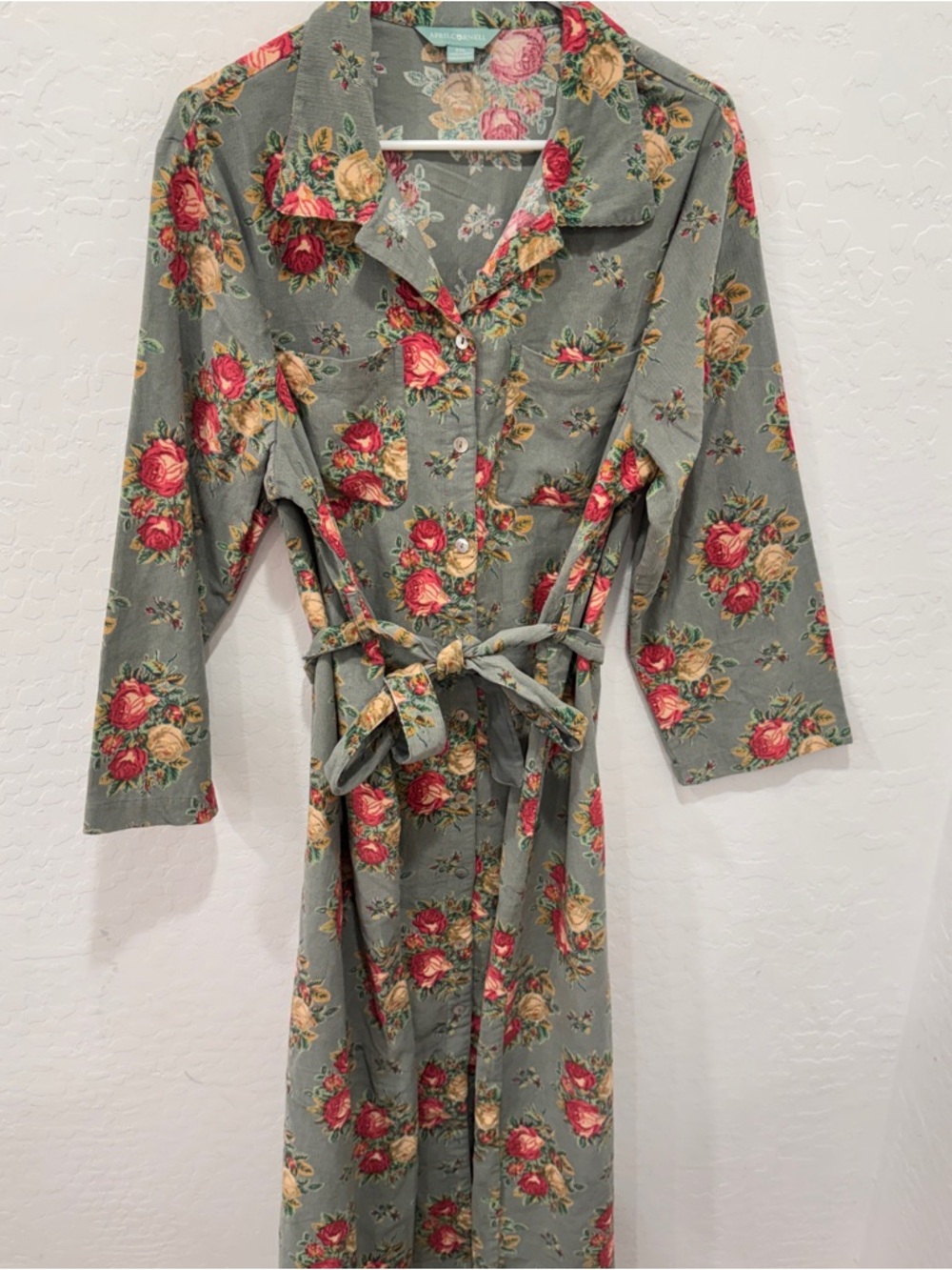 April Cornell Genevieve Corduroy Shirt Dress Women’s XXL Floral Cotton Midi - Picture 8 of 11